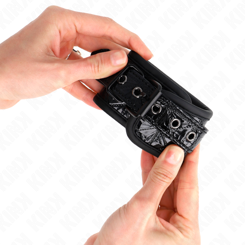 KINK - CINTURINI DA POLSO CON MOTIVO A ROMBO NERI REGOLABILI 17-26 CM X 5,5 CM