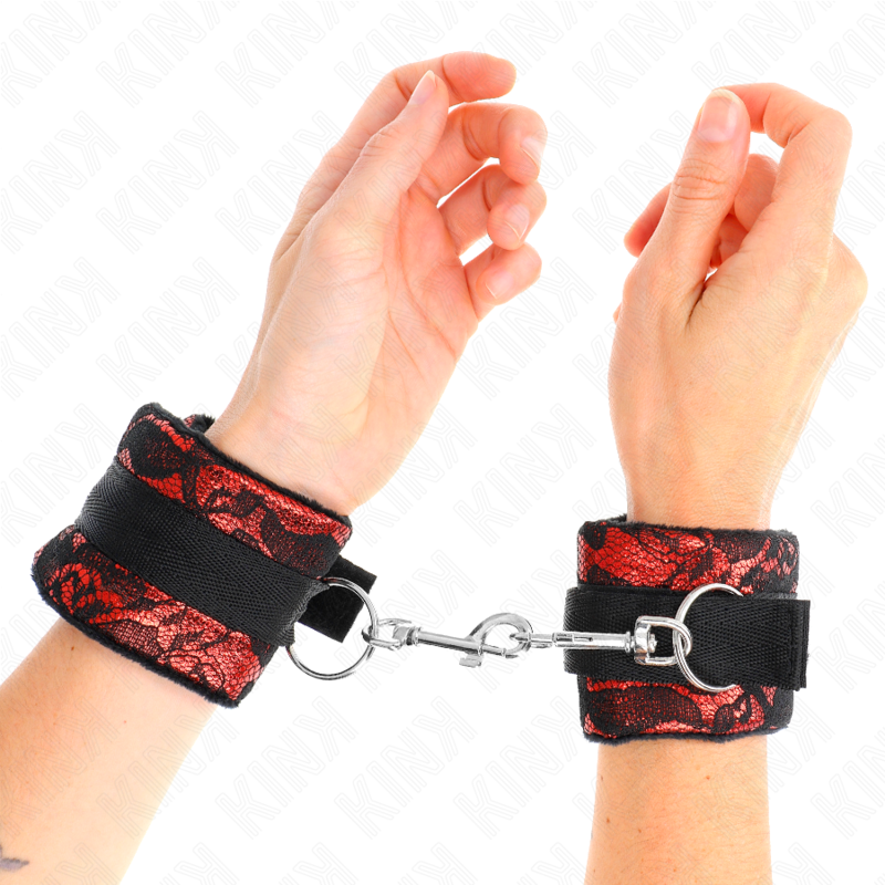 KINK - CINTURINI CORTI IN PIZZO DI VELLUTO E CINTURINO IN NYLON ROSSO / NERO 23 X 6,5 CM