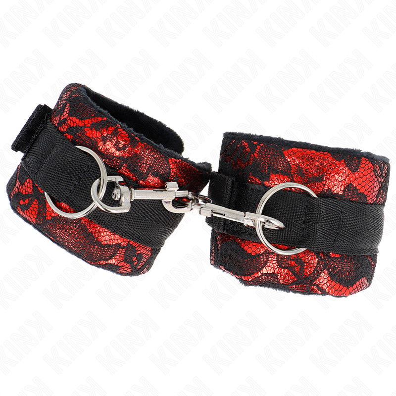 KINK - CINTURINI CORTI IN PIZZO DI VELLUTO E CINTURINO IN NYLON ROSSO / NERO 23 X 6,5 CM