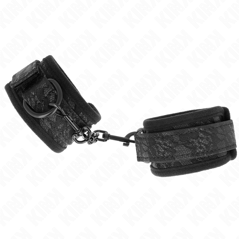 KINK - POLSINI DA POLSO RIVESTITI IN PIZZO SCURO NEOPRENE REGOLABILI NERI 20-29 CM X 5 CM