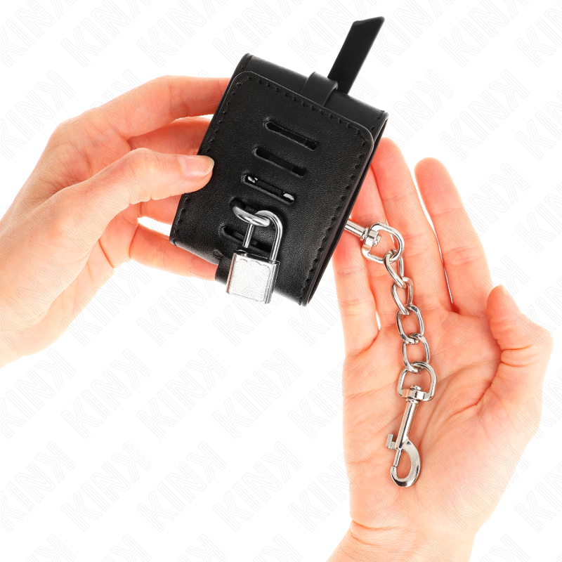KINK - SUJECIONES DE MUÑECA DE LUJO CON BLOQUEO NEGRAS AJUSTABLES 14,5-21 CM X 6 CM