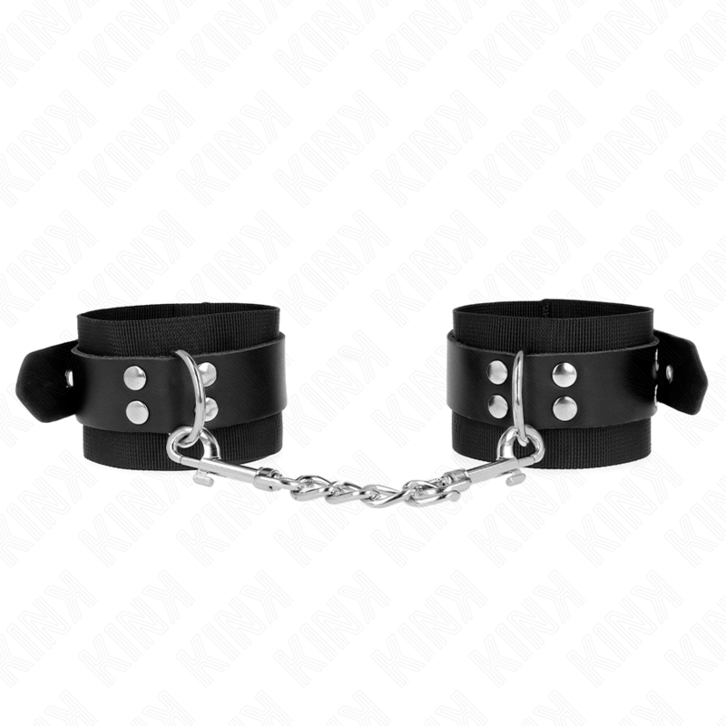 KINK - CINGHIE DA POLSO IN NYLON NERE CON CINTURA IN PELLE NERA REGOLABILE 19-29 CM X 5,1 CM