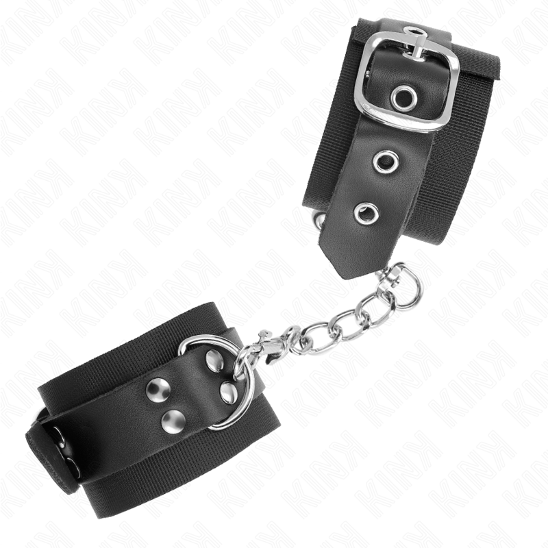 KINK - CINGHIE DA POLSO IN NYLON NERE CON CINTURA IN PELLE NERA REGOLABILE 19-29 CM X 5,1 CM