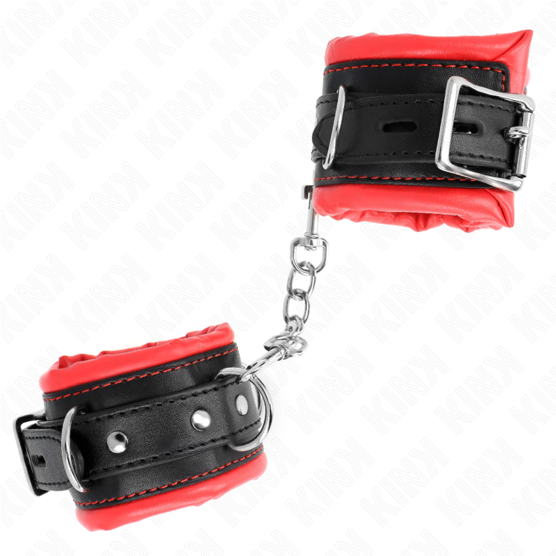 KINK - CINTURE PER POLSI PESANTI CON FODERAMENTO IN PELLICCIA ROSSA REGOLABILI 20-30 CM X 6 CM