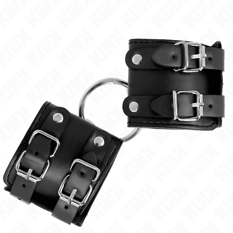 KINK - CINTURE FISSE PER POLSI CON ANELLO E BORCHIE REGOLABILI NERO 17-22 CM X 6,5 CM