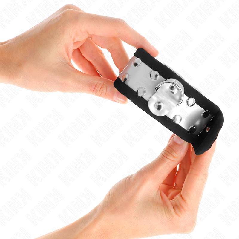 KINK - SUJECIONES DE MUÑECA FINAS NEGRAS/PLATA 30 X 4 CM