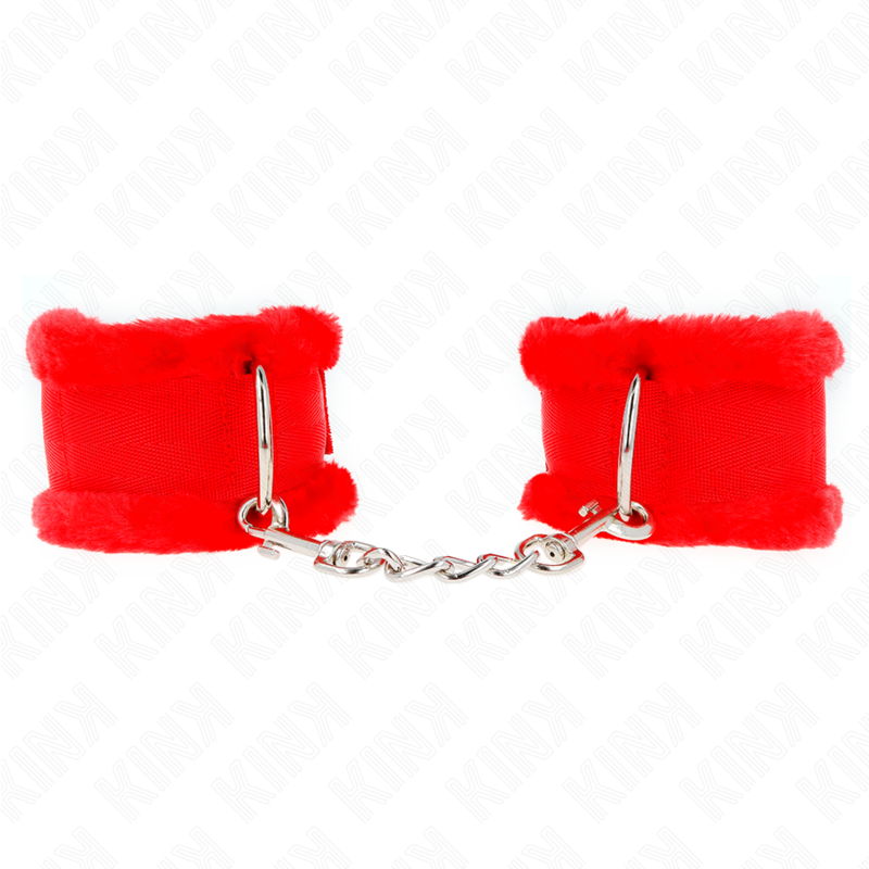 KINK - CINTURE DA POLSO RIVESTITE IN PELLICCIA ROSSE REGOLABILI 17-31 CM X 7 CM