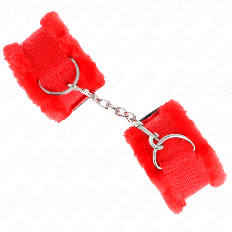 KINK - CINTURE DA POLSO RIVESTITE IN PELLICCIA ROSSE REGOLABILI 17-31 CM X 7 CM