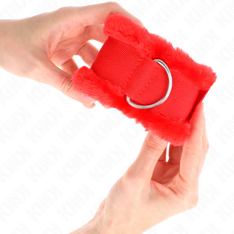 KINK - CINTURE DA POLSO RIVESTITE IN PELLICCIA ROSSE REGOLABILI 17-31 CM X 7 CM