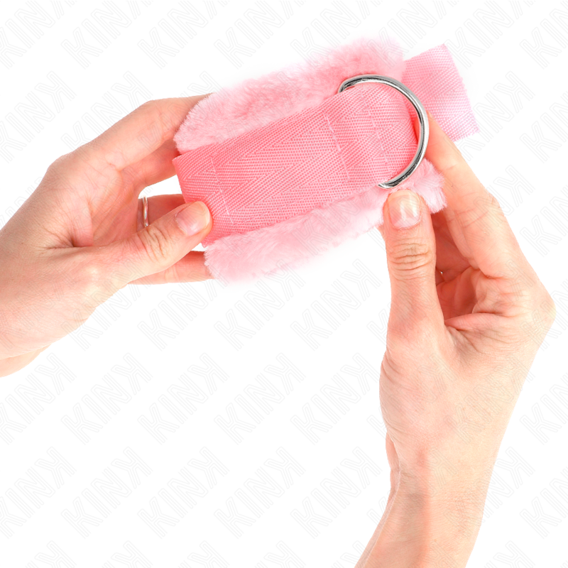 KINK - CINTURE DA POLSO RIVESTITE IN PELLICCIA ROSA REGOLABILI 17-31 CM X 7 CM