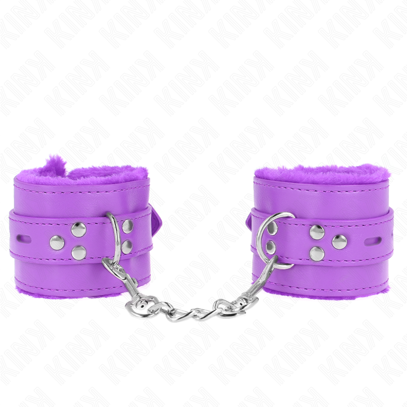 KINK - CINTURINI DA POLSO RIVESTITI IN PELLICCIA CON FORI QUADRATI VIOLA E CINTURA VIOLA REGOLABILI 17-29 CM X 6 CM