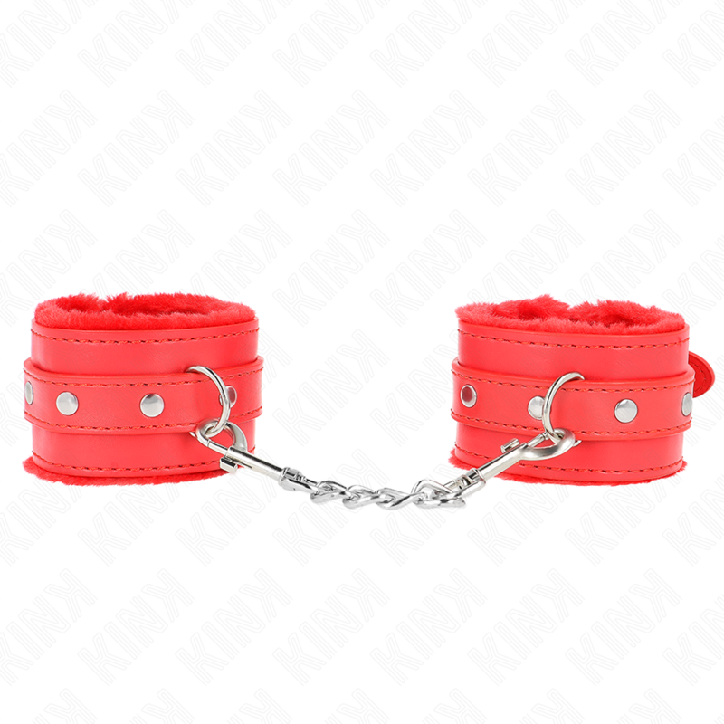 KINK - CINTURE DA POLSO PREMIUM RIVESTITE IN PELLICCIA ROSSE CON CINTURA ROSSA REGOLABILI 17-29 CM X 6 CM