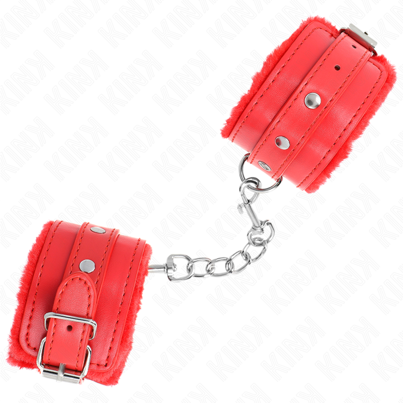 KINK - CINTURE DA POLSO PREMIUM RIVESTITE IN PELLICCIA ROSSE CON CINTURA ROSSA REGOLABILI 17-29 CM X 6 CM