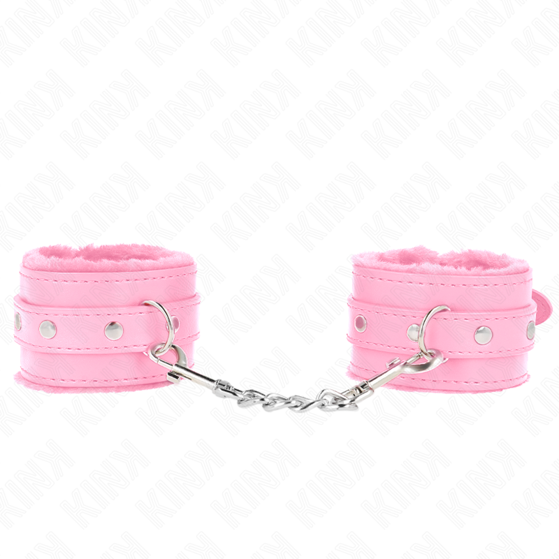 KINK - CINTURINI DA POLSO PREMIUM RIVESTITI IN PELLICCIA ROSA CON CINTURA ROSA REGOLABILE 17-29 CM X 6 CM