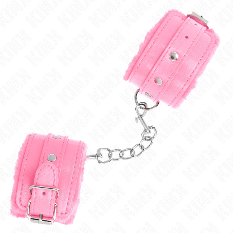 KINK - CINTURINI DA POLSO PREMIUM RIVESTITI IN PELLICCIA ROSA CON CINTURA ROSA REGOLABILE 17-29 CM X 6 CM