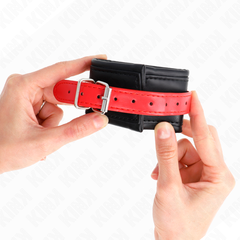 KINK - CINTURA PER POLSI NERA CON CINTURA ROSSA REGOLABILE 17-28 CM X 6 CM