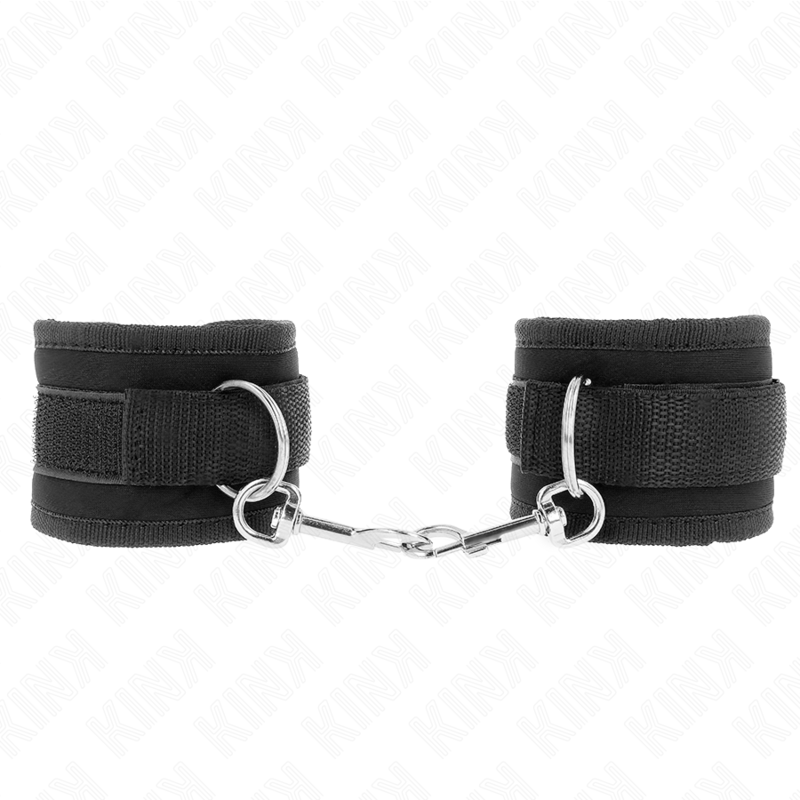 KINK - CINTURE DI SICUREZZA PER POLSI IN NYLON CON CHIUSURA A GANCIO E ANELLO MODELLO NERO 2 REGOLABILI 18-35 CM X 6 CM