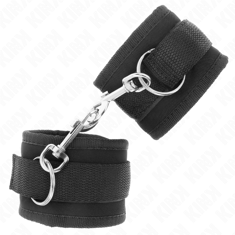 KINK - CINTURE DI SICUREZZA PER POLSI IN NYLON CON CHIUSURA A GANCIO E ANELLO MODELLO NERO 2 REGOLABILI 18-35 CM X 6 CM