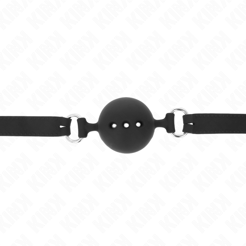 KINK - BAVAGLIO IN SILICONE COMPLETO 55 x 2 CM CON PALLA DA 4,5 CM TAGLIA M NERO REGOLABILE 35-51 CM