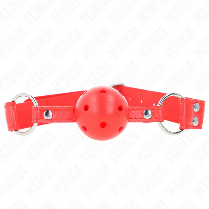 KINK - BALL GAG COMPLETO ROSSO CAVO RIGIDO 62 x 2 CM