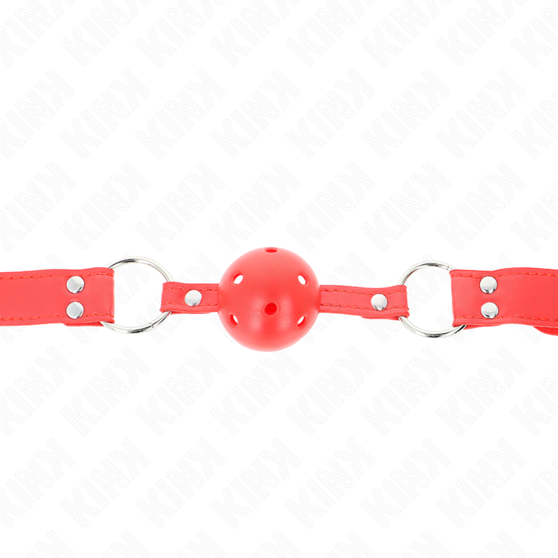 KINK - BALL GAG COMPLETO ROSSO CAVO RIGIDO 62 x 2 CM