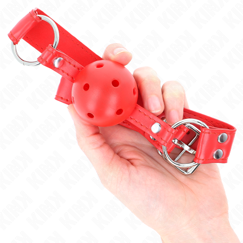 KINK - BALL GAG COMPLETO ROSSO CAVO RIGIDO 62 x 2 CM