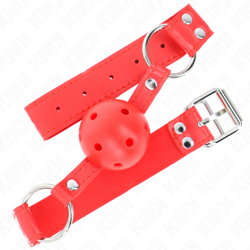 KINK - BALL GAG COMPLETO ROSSO CAVO RIGIDO 62 x 2 CM