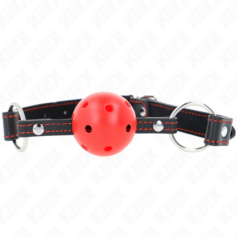 KINK - BALL GAG A PALLA ROSSA RIGIDA E CAVA MODELLO 2 65 x 2,5 CM