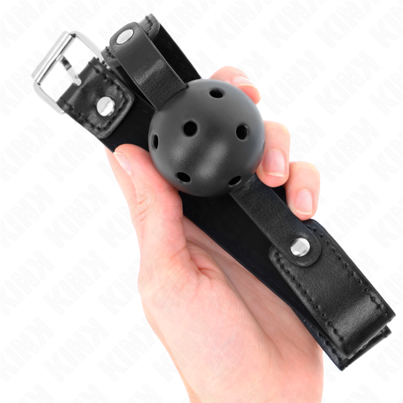 KINK - MORDAZA DE PELOTA TRANSPIRABLE NEGRA DE 4,5 CM 65 x 2,5 CM