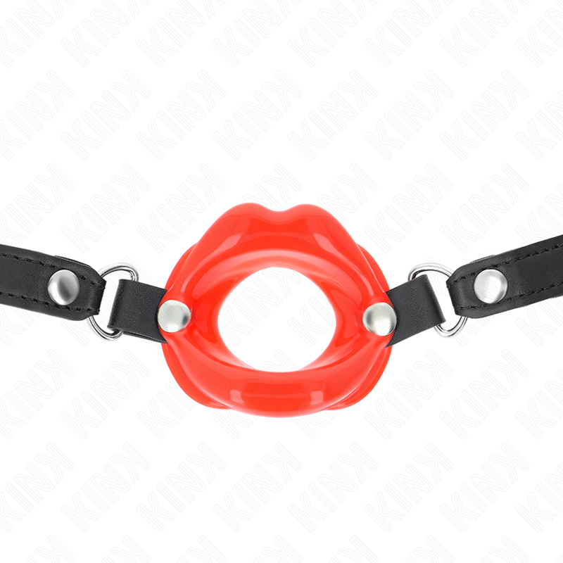 KINK - BAVAGLIO LABBRA 8 CM CON CINTURINO IN SIMILPELLE ROSSO 63 x 2 CM REGOLABILE 39-58 CM