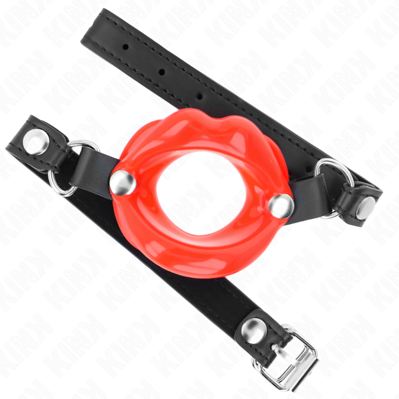 KINK - BAVAGLIO LABBRA 8 CM CON CINTURINO IN SIMILPELLE ROSSO 63 x 2 CM REGOLABILE 39-58 CM