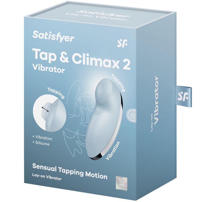 SATISFYER - TAP &amp; CLIMAX 2 VIBRADOR Y ESTIMULADOR AZUL