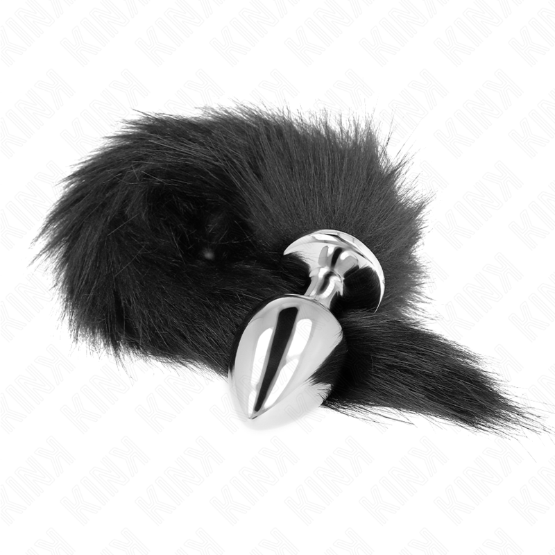 KINK - PLUG ANALE TAGLIA L 10 X 4 CM CON CODA SINTETICA 40 CM NERO