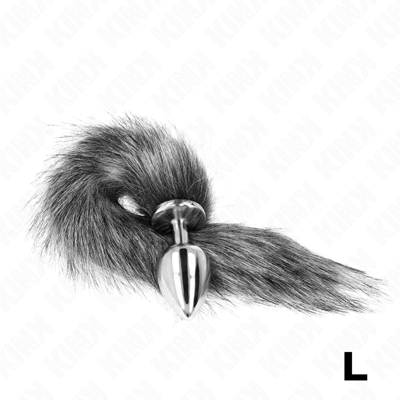 KINK - PLUG ANALE TAGLIA L 10 X 4 CM CON CODA SINTETICA 40 CM GRIGIO