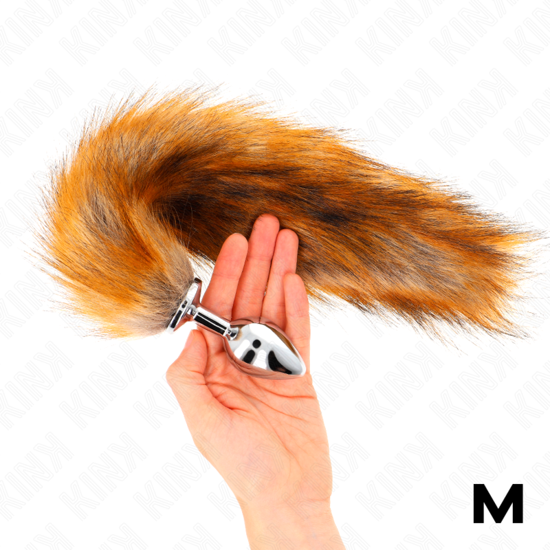 KINK - PLUG ANALE TAGLIA M 8 X 3,5 CM CON CODA SINTETICA 40 CM MARRONE