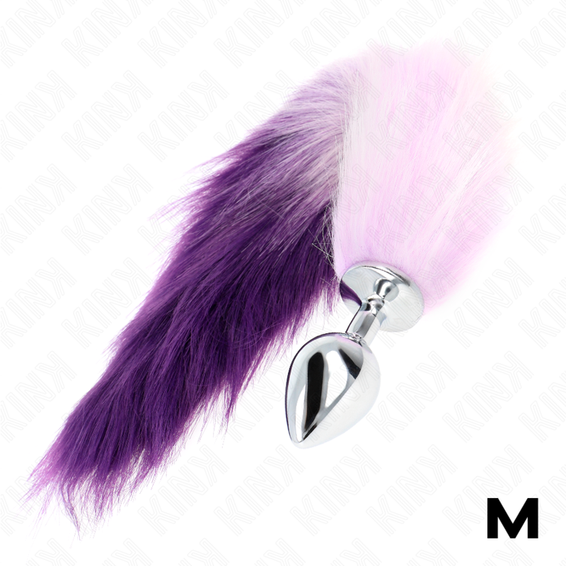 KINK - DIlatatore anale taglia M 8 x 3,5 cm con coda sintetica 40 cm viola
