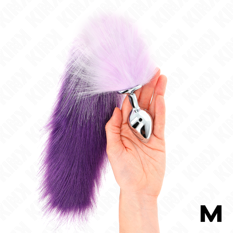 KINK - DIlatatore anale taglia M 8 x 3,5 cm con coda sintetica 40 cm viola