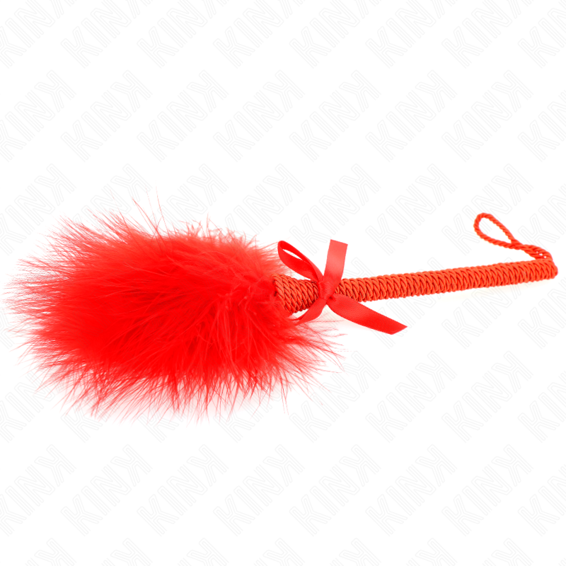 KINK - BACCHETTA IN CORDA DI NYLON CON PIUME DA SOLLETICO E FIOCCO ROSSO 25 CM