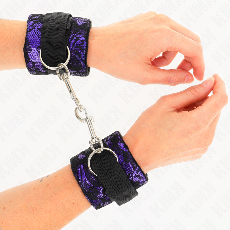 KINK - CINTURINI CORTI IN PIZZO DI VELLUTO E CINTURINO IN NYLON VIOLA / NERO 23 X 6,5 CM