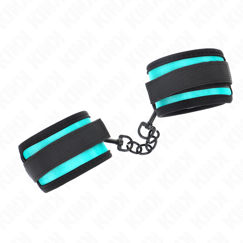 KINK - FASCETTE DI RESISTENZA PER I POLSI IN NYLON CON CHIUSURA A GANCIO E ANELLO, COLORE NERO-BLU, REGOLABILI 18-32 CM X 5 CM