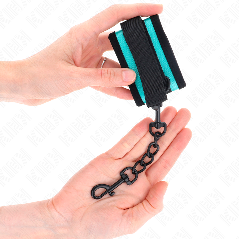 KINK - FASCETTE DI RESISTENZA PER I POLSI IN NYLON CON CHIUSURA A GANCIO E ANELLO, COLORE NERO-BLU, REGOLABILI 18-32 CM X 5 CM