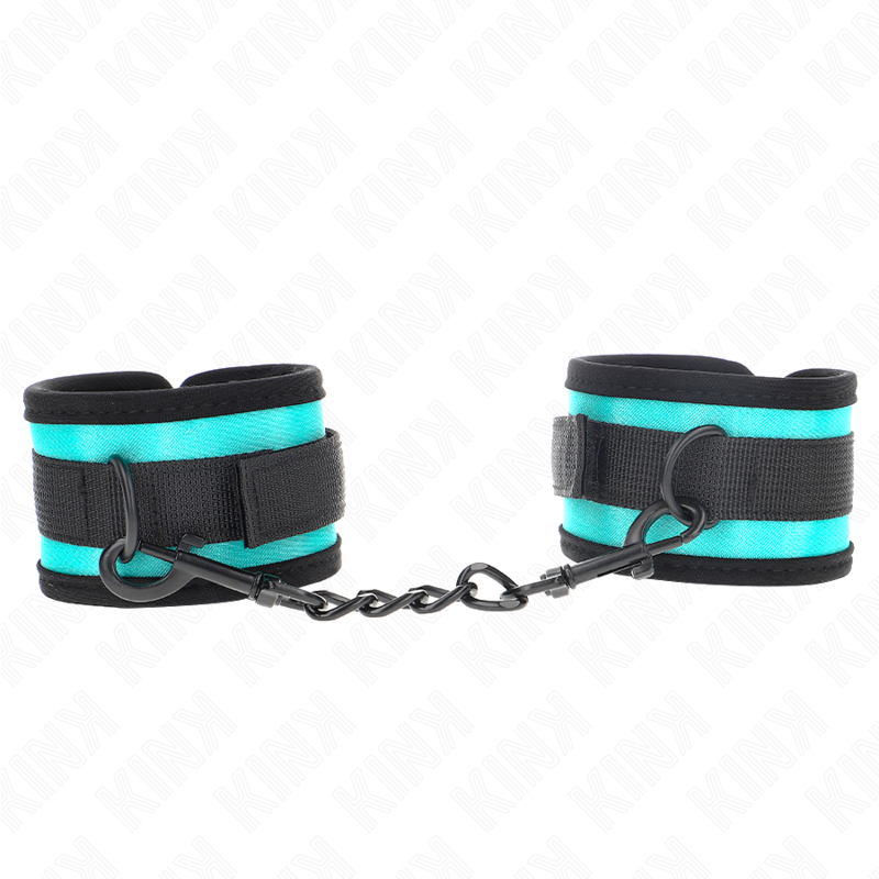 KINK - FASCETTE DI RESISTENZA PER I POLSI IN NYLON CON CHIUSURA A GANCIO E ANELLO, COLORE NERO-BLU, REGOLABILI 18-32 CM X 5 CM