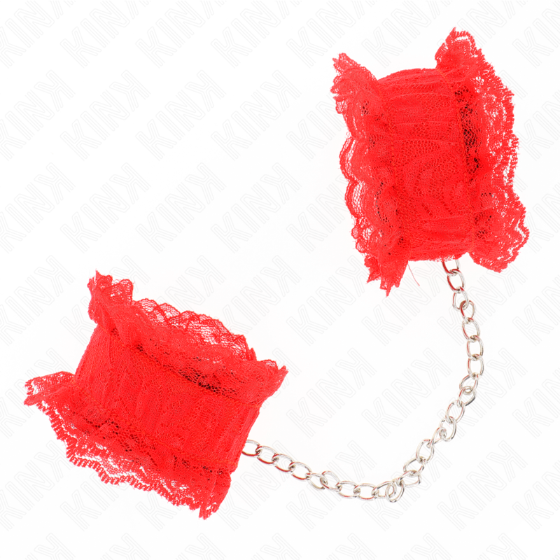 KINK - SUJECIONES DE MUÑECA ELÁSTICAS DE ENCAJE ROJO