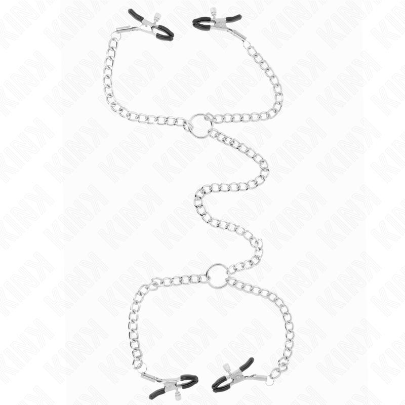 KINK - 4 MORSETTI PER CAPEZZOLI A CATENA 32 CM CON CATENINE 14 CM