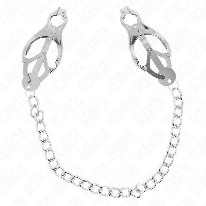 KINK - MORSETTI PER CAPEZZOLI A FORMA DI TRIFOGLIO GIAPPONESE CON CATENA ARGENTO 30 CM
