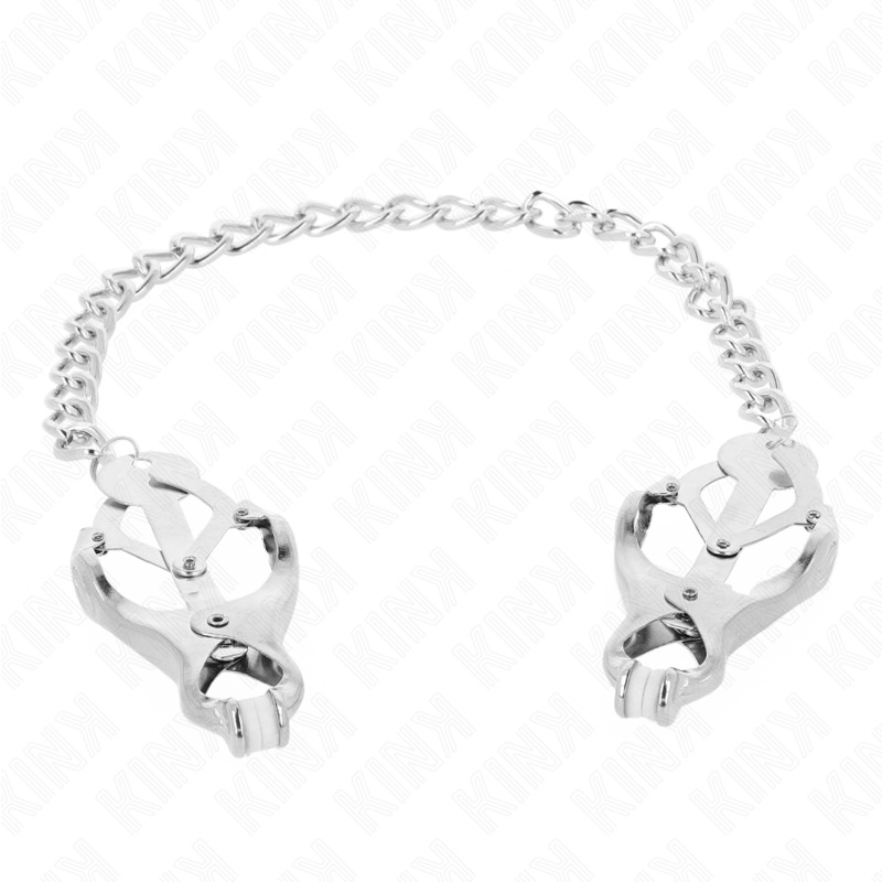 KINK - MORSETTI PER CAPEZZOLI A FORMA DI TRIFOGLIO GIAPPONESE CON CATENA ARGENTO 30 CM