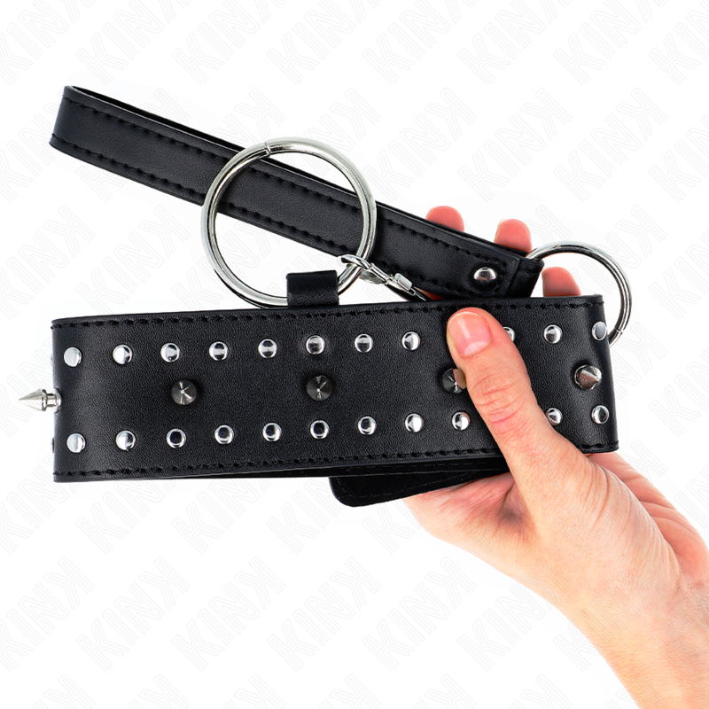 KINK - COLLANA CON GUINZAGLIO 65 CM CON BORCHIE ARGENTO MODELLO 1 REGOLABILE 36-43 CM X 5 CM