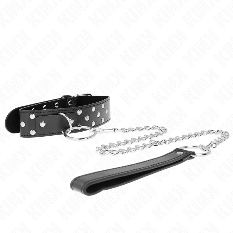 KINK - COLLANA CON CINTURINO E RIVETTO AD ANELLO 65 CM NERO REGOLABILE 36-50 CM X 3,8 CM
