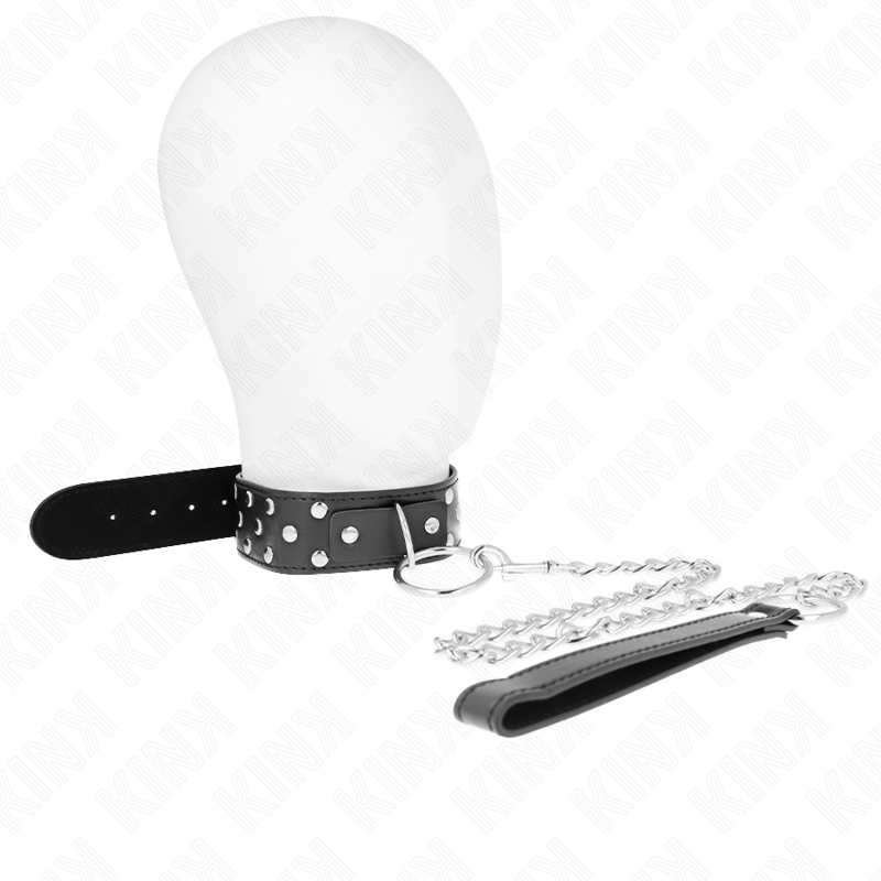 KINK - COLLANA CON CINTURINO E RIVETTO AD ANELLO 65 CM NERO REGOLABILE 36-50 CM X 3,8 CM