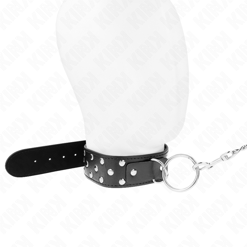 KINK - COLLANA CON CINTURINO E RIVETTO AD ANELLO 65 CM NERO REGOLABILE 36-50 CM X 3,8 CM